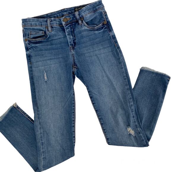 BlankNYC Frayed Hem Jeans Crop Skinny Raw Distressed Denim Size 26 06t-1699LT - Picture 1 of 13